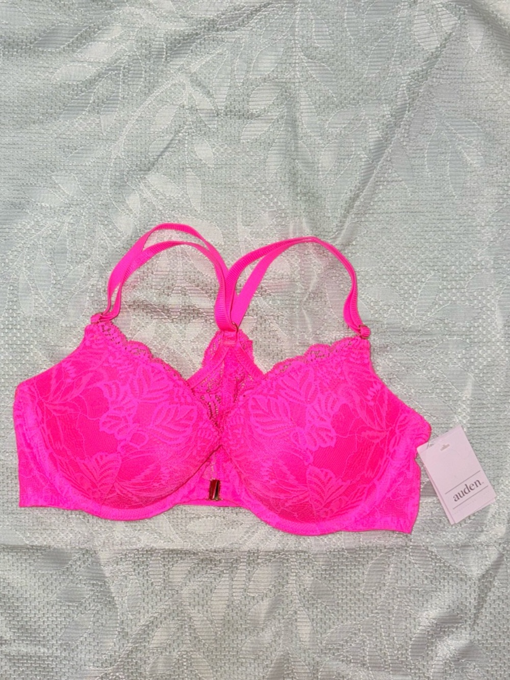 Auden Bright Hot Pink Lace Underwire Bra